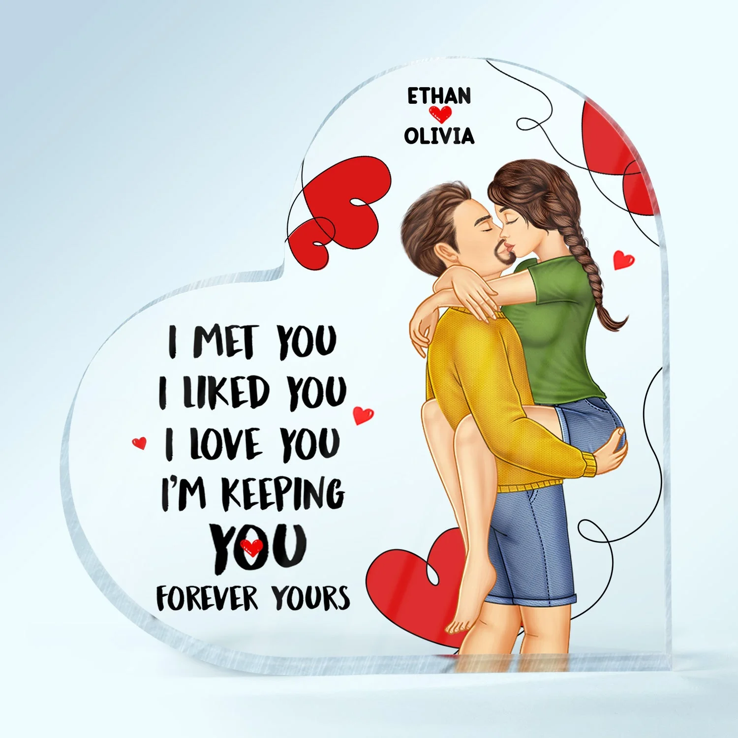 Couple Forever Yours - Gift For Couples - Personalized Heart Shaped Acrylic Plaque - Image 2