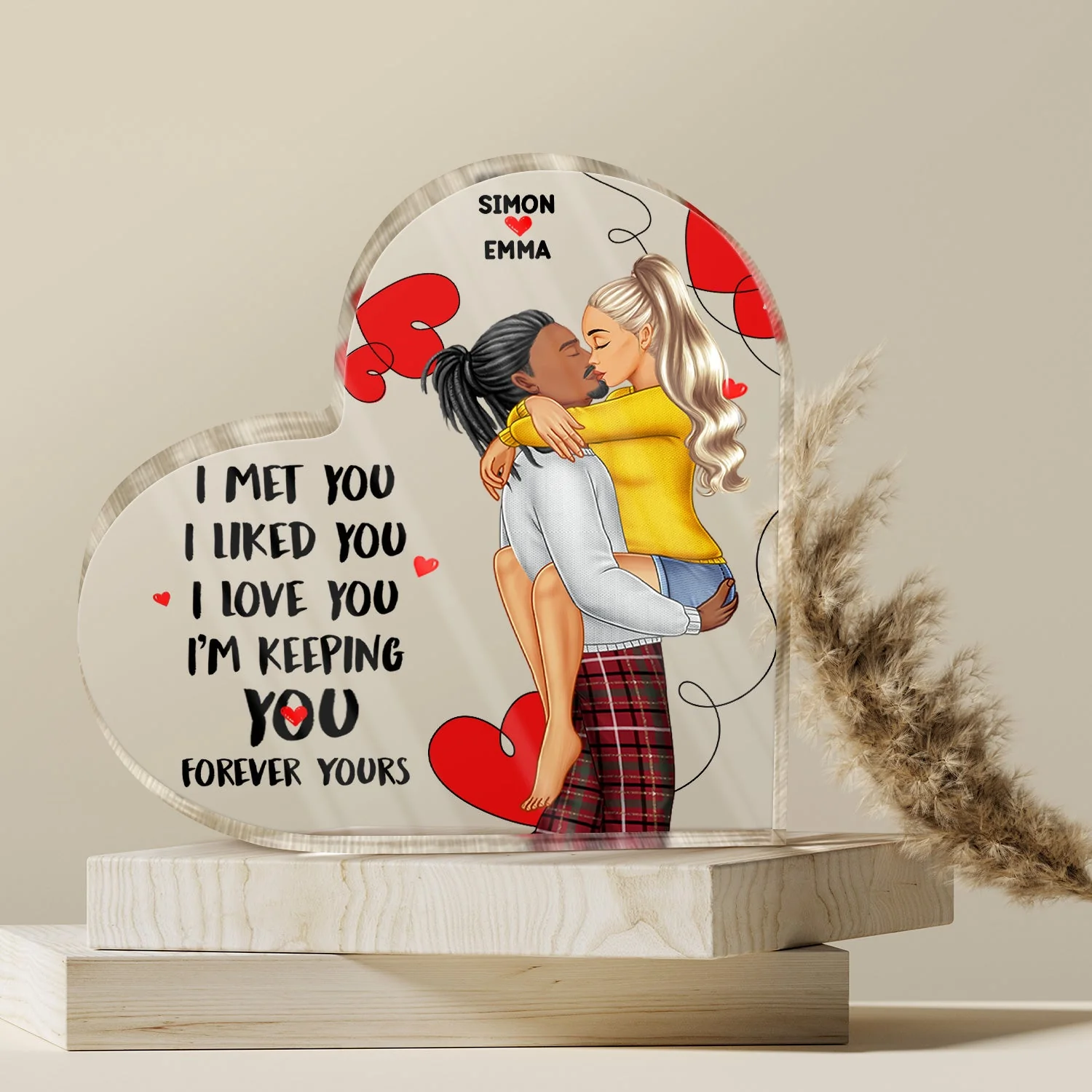 Couple Forever Yours - Gift For Couples - Personalized Heart Shaped Acrylic Plaque - Image 4