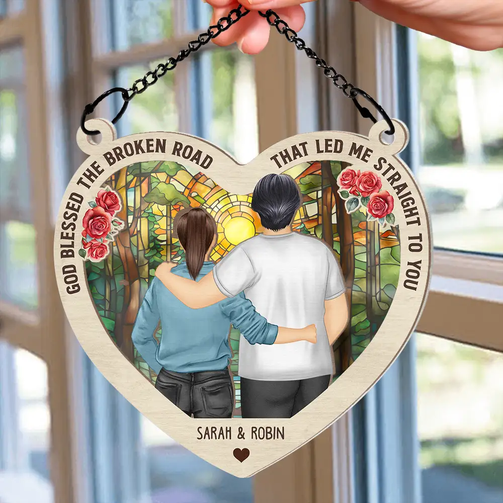 Couple From Our First Kiss - Personalized Window Hanging Suncatcher Ornament - Image 2