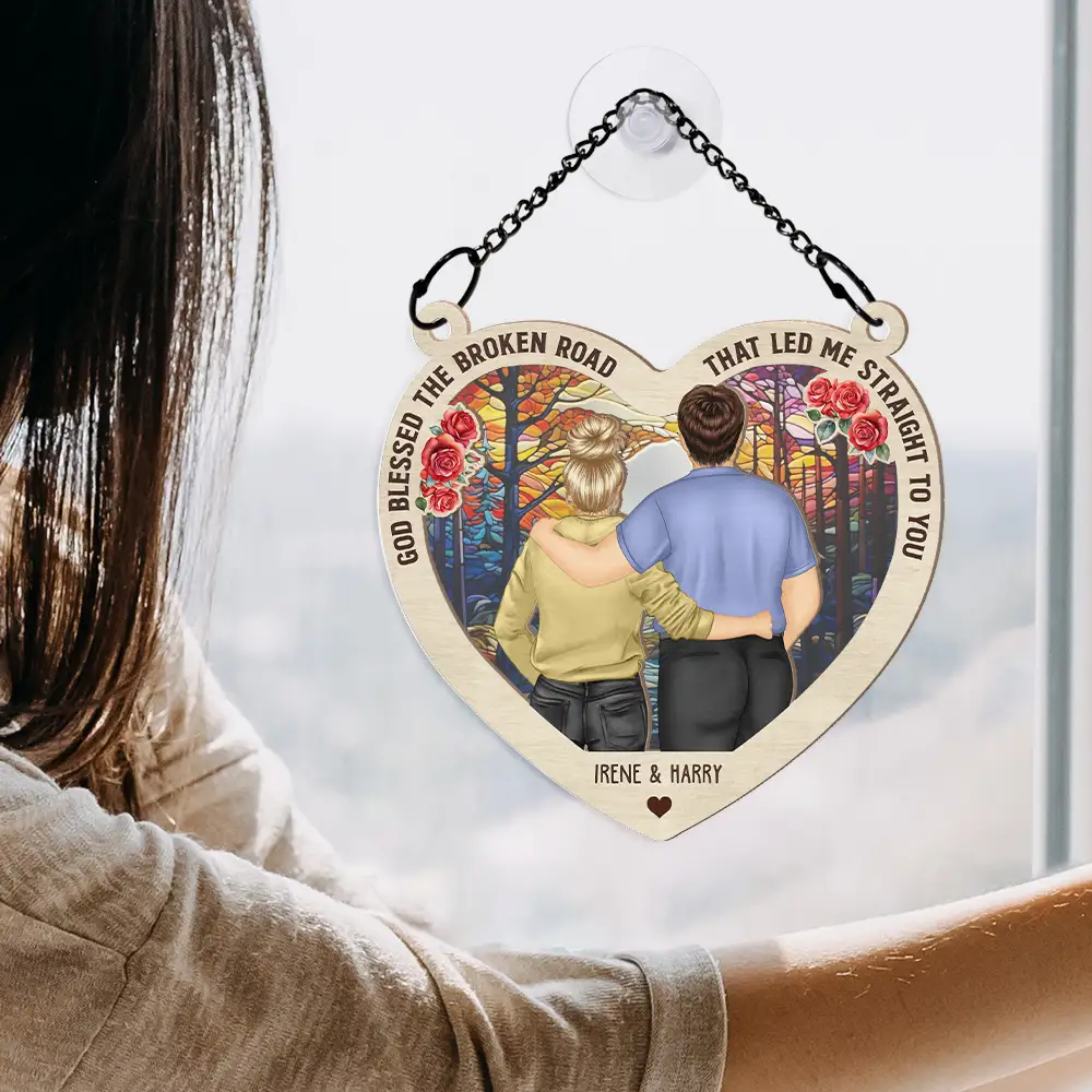 Couple From Our First Kiss - Personalized Window Hanging Suncatcher Ornament - Image 4
