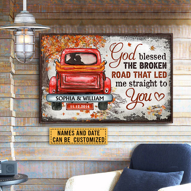 Couple Gift Husband Wife God Blessed The Broken Road Fall Leaves Custom Poster, Wedding Gift, Anniversary, Wall Art, Wall Decor - Image 2
