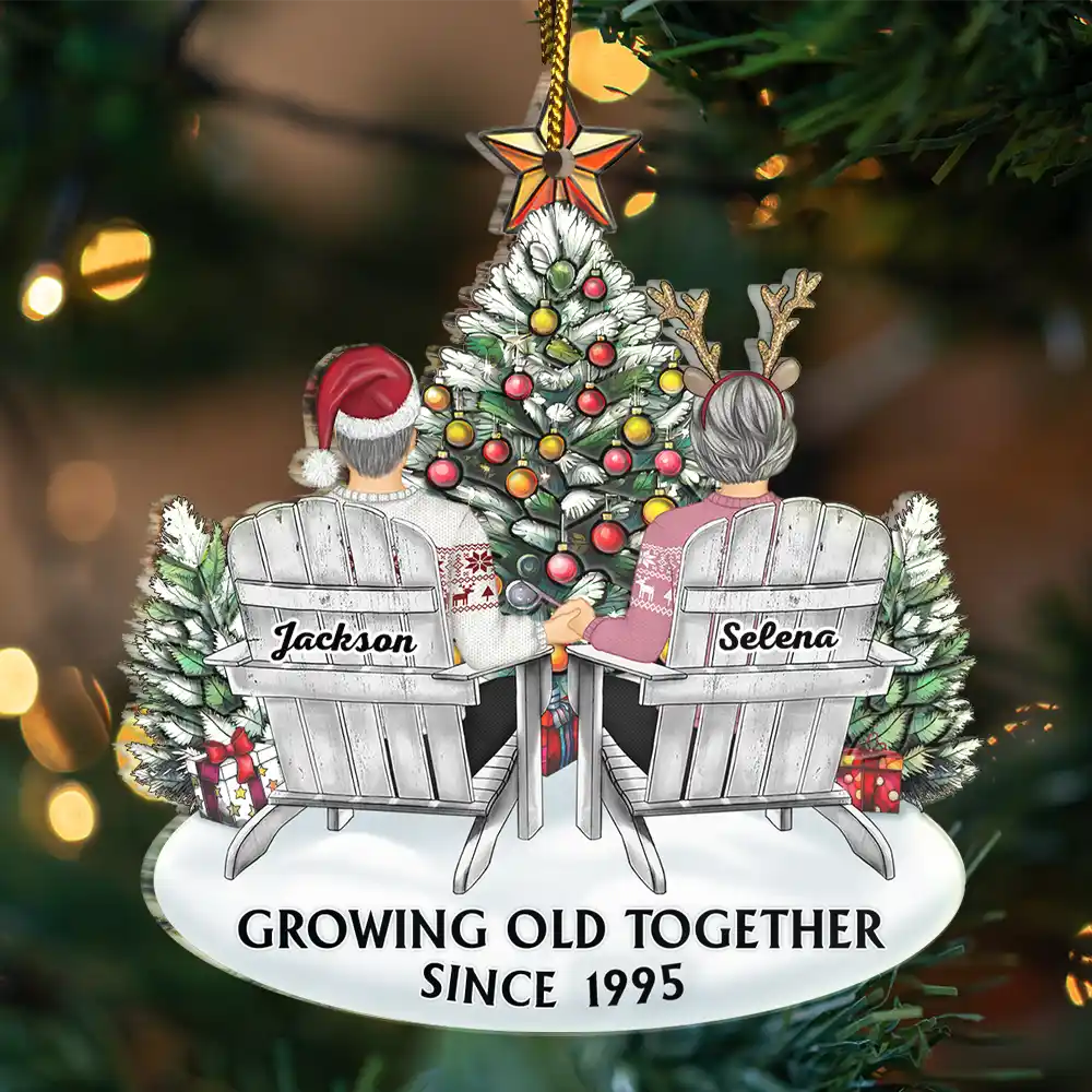 Couple Growing Old Together Since - Personalized Custom Shaped Acrylic Ornament - Image 3