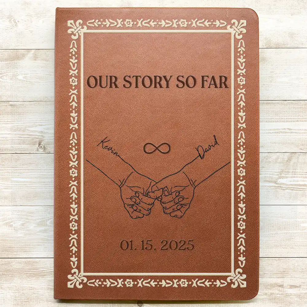 Couple Handsketch My Promises To - Personalized Leather Journal - Image 3