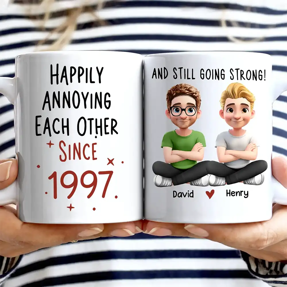 Couple Happily Annoying Each Other Since - Personalized Mug - Image 2