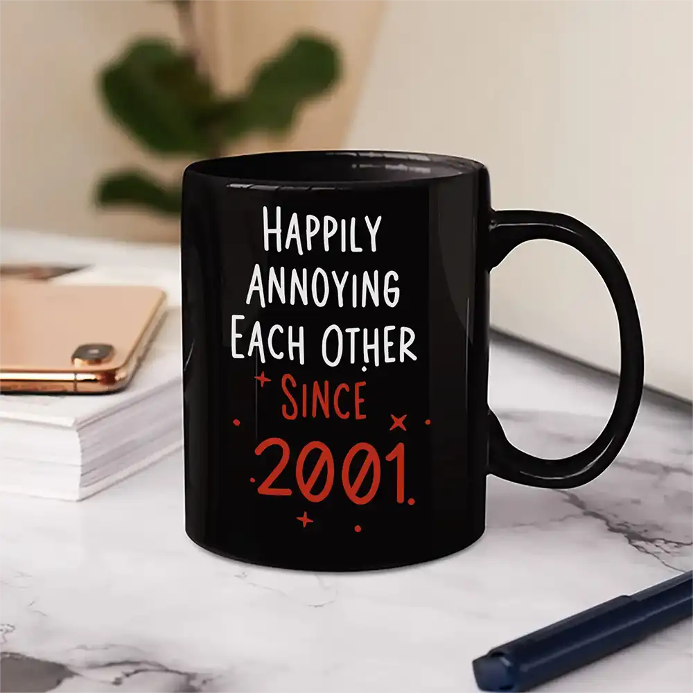 Couple Happily Annoying Each Other Since - Personalized Mug - Image 5