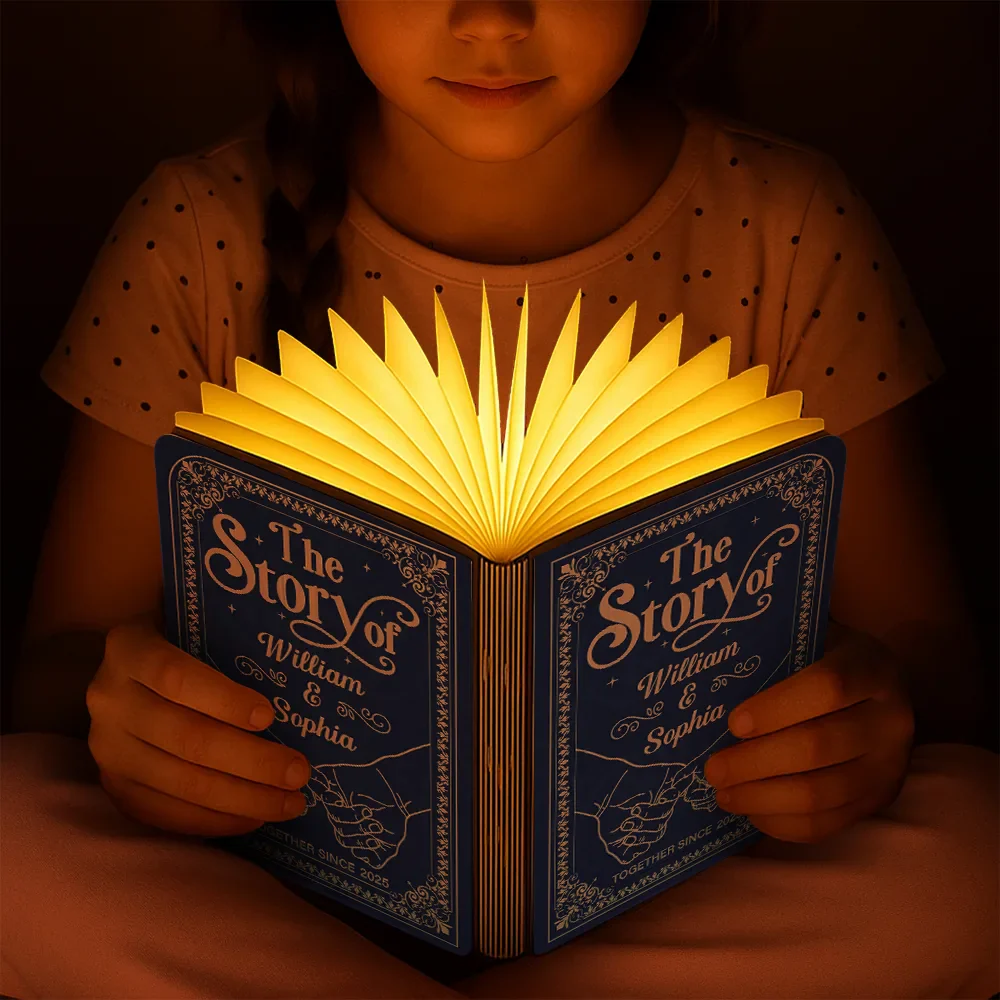 Couple Holding Hands The Story Of Us - Personalized Book Lamp - Image 7