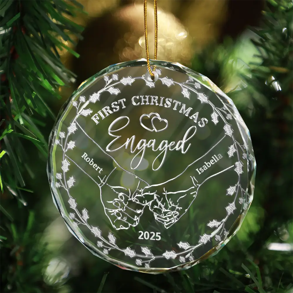 Couple Holding Hands We Got This - 3D Silver Effect Printed, Personalized Circle Glass Ornament - Image 3