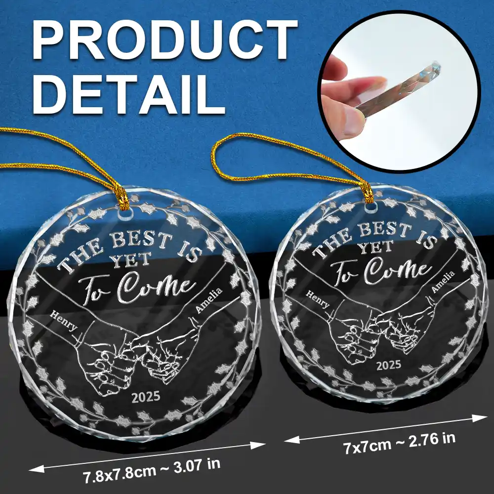 Couple Holding Hands We Got This - 3D Silver Effect Printed, Personalized Circle Glass Ornament - Image 6