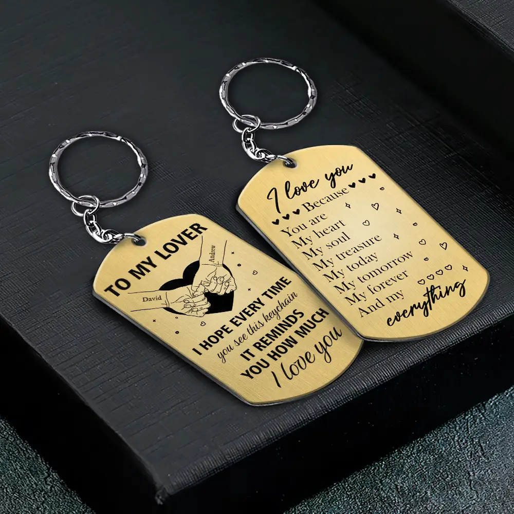Couple Holding Hands You Are My Heart My Soul My Treasure - Personalized Aluminum Keychain - Image 2
