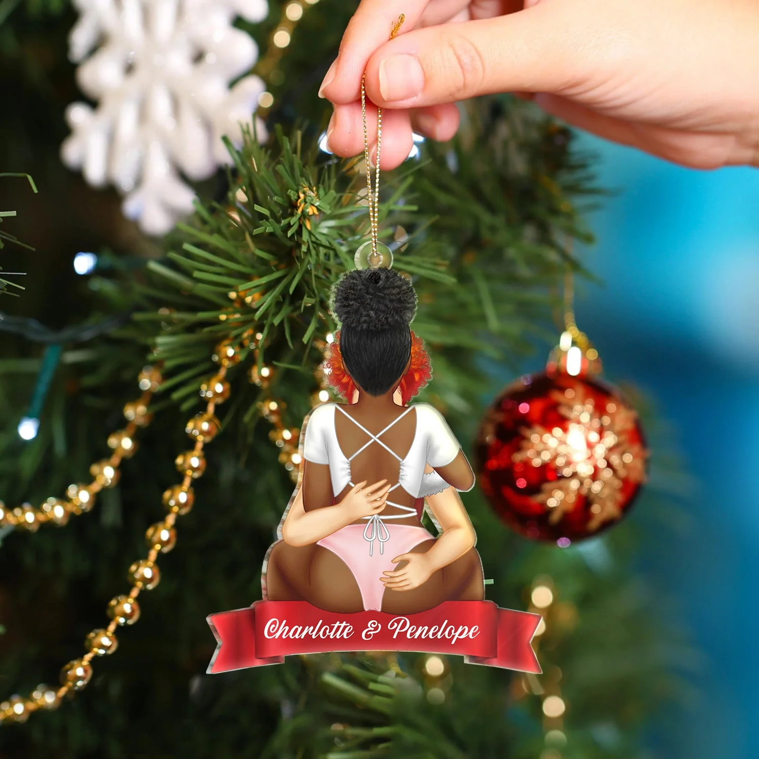 Couple Hug Kissing Verison 2 - Christmas Gift For Husband And Wife - Personalized Cutout Acrylic Ornament - Image 4