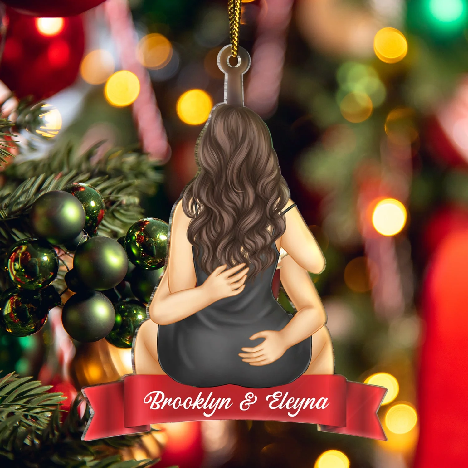 Couple Hug Kissing Verison 2 - Christmas Gift For Husband And Wife - Personalized Cutout Acrylic Ornament - Image 5