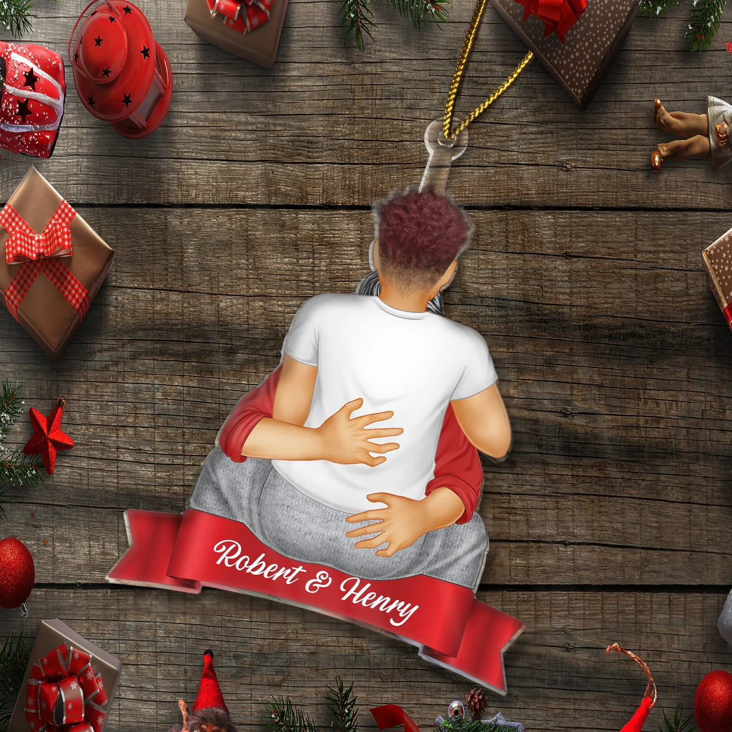 Couple Hug Kissing Verison 2 - Christmas Gift For Husband And Wife - Personalized Cutout Acrylic Ornament - Image 6