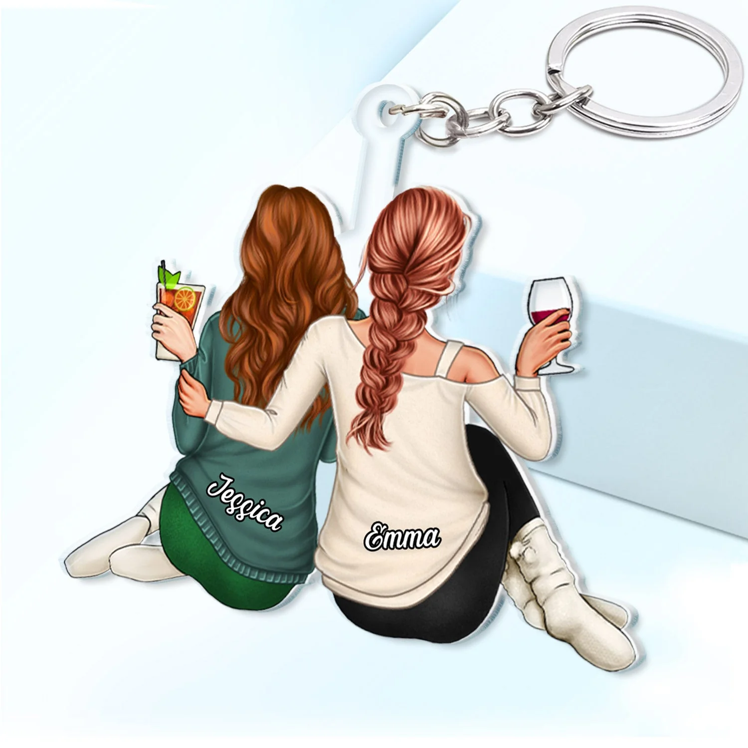 Couple Hugging - Anniversary Gift For Couples - Personalized Cutout Acrylic Keychain - Image 2