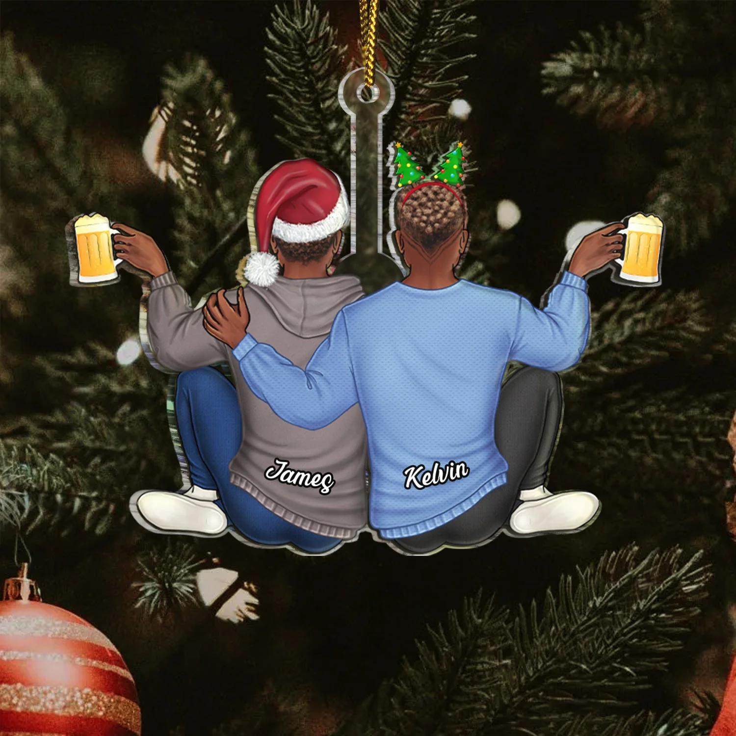 Couple Hugging - Christmas Gift For Couples, Husband, Wife - Personalized Cutout Acrylic Ornament - Image 3