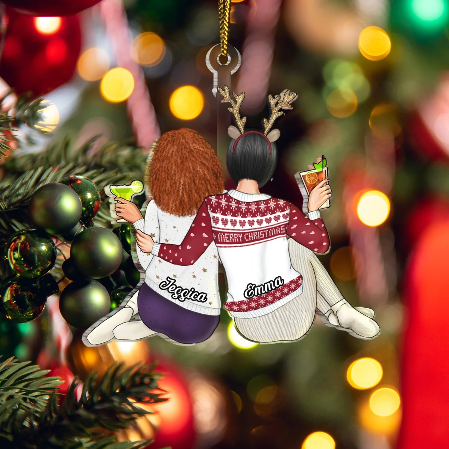 Couple Hugging - Christmas Gift For Couples, Husband, Wife - Personalized Cutout Acrylic Ornament - Image 5