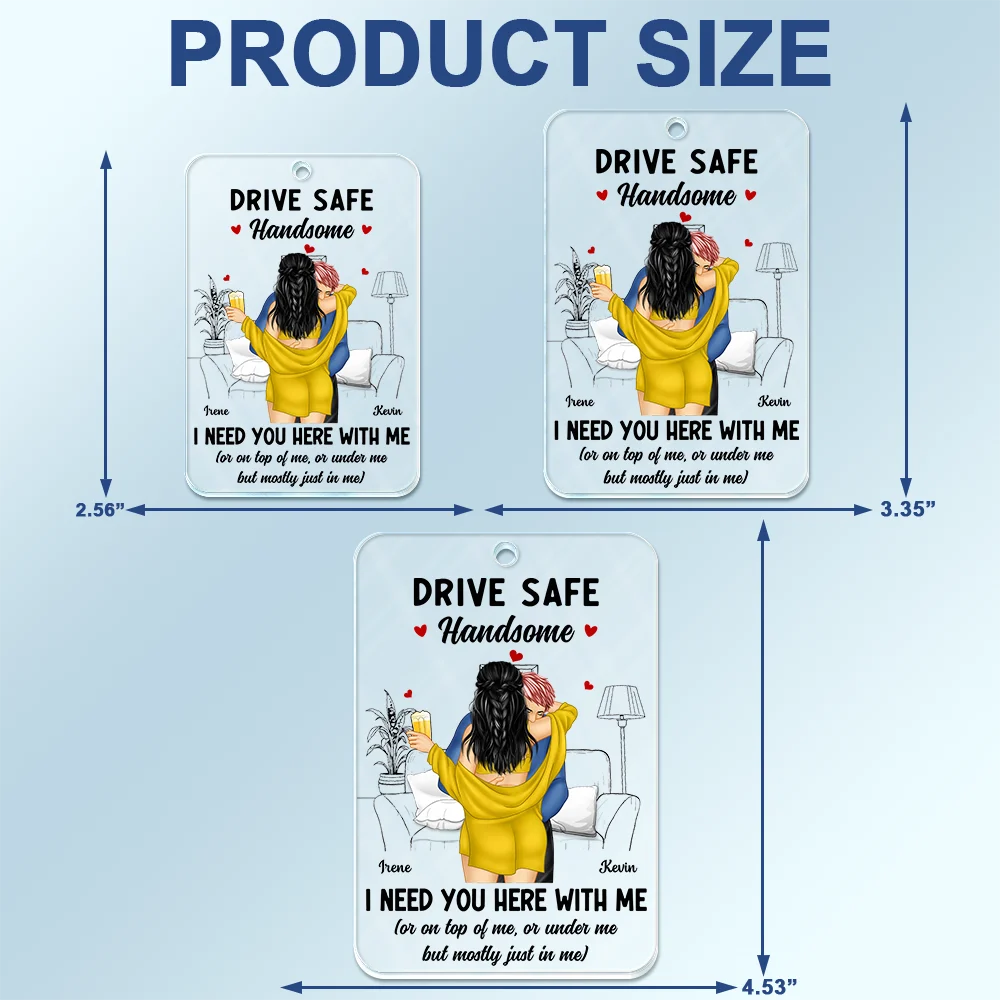 Couple Hugging Drive Safe Handsome - Personalized Acrylic Car Hanger - Image 4