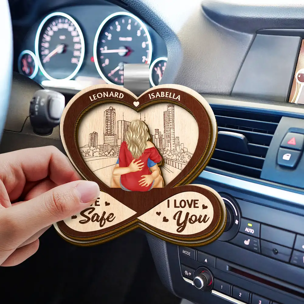 Couple Hugging I Love You - Personalized Custom Shaped Car Visor Clip - Image 3