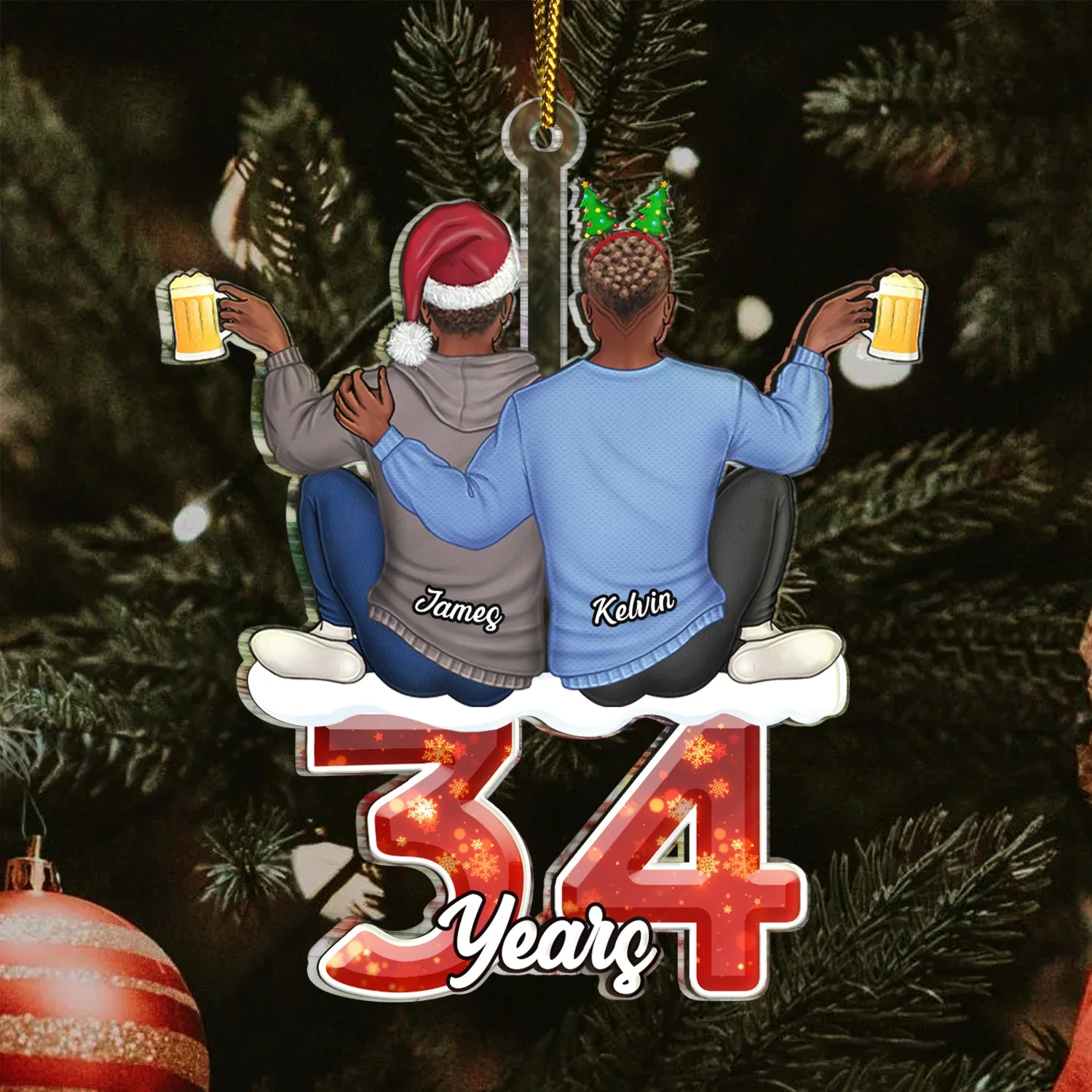 Couple Hugging Years Together - Anniversary, Christmas Gift For Couples, Husband, Wife - Personalized Cutout Acrylic Ornament - Image 3