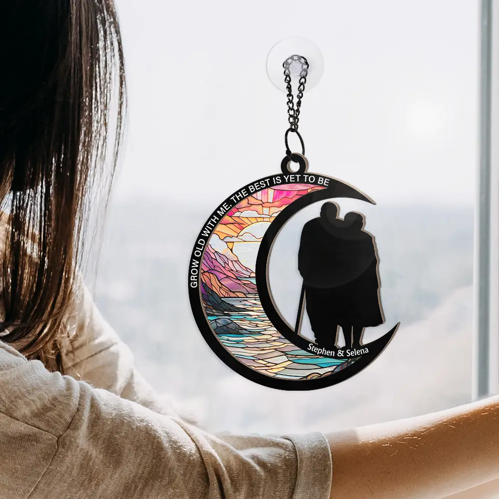 Couple I Choose You From Our First Kiss - Personalized Window Hanging Suncatcher Ornament - Image 4