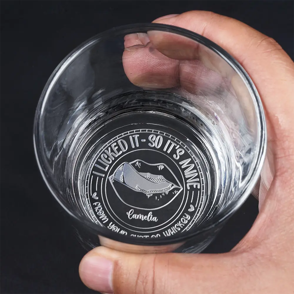 Couple I Licked It So It's Mine Husband Wife - Personalized Engraved Whiskey Glass - Image 4