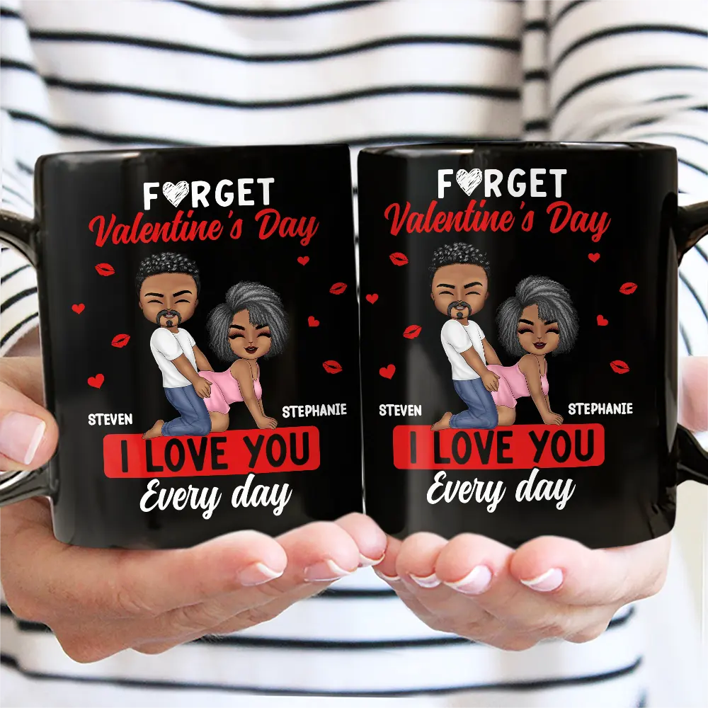 Couple I Love You Every Day - Personalized Black Mug - Image 2