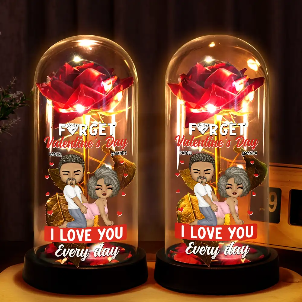 Couple I Love You Every Day - Personalized Everlasting Rose Dome Lamp - Image 2