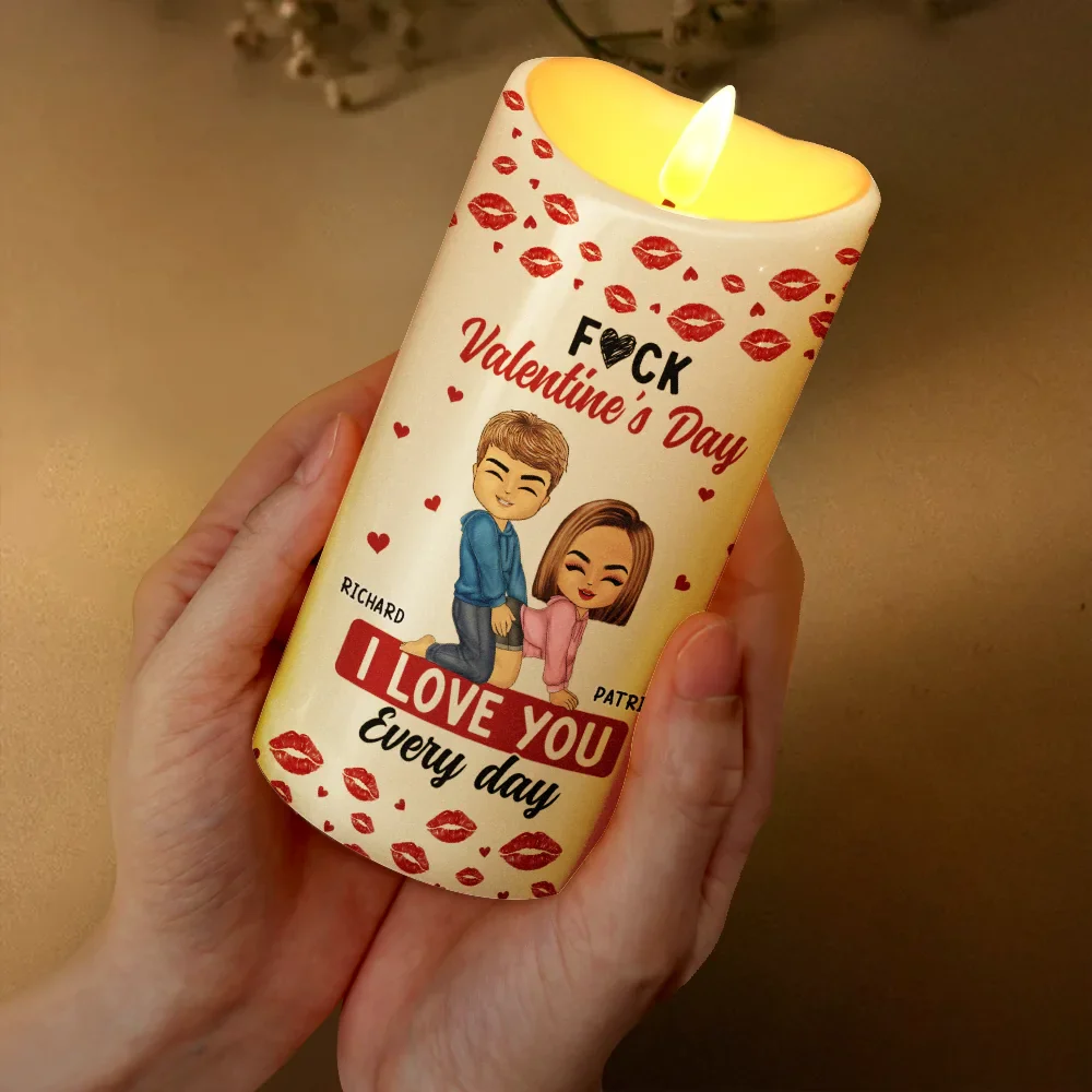 Couple I Love You Every Day - Personalized Flameless LED Candle - Image 3