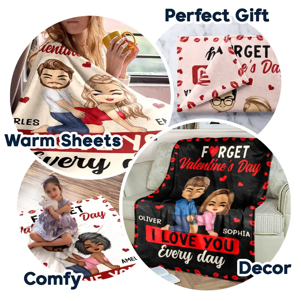 Couple I Love You Every Day - Personalized Fleece Blanket, Sherpa Blanket - Image 7