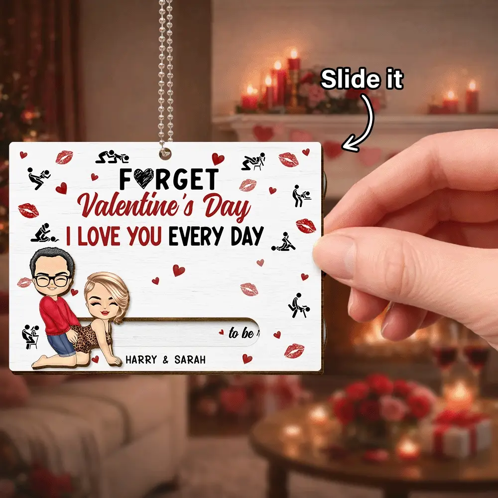 Couple I Love You Every Day - Personalized Hanging Wooden Slide Card - Image 2