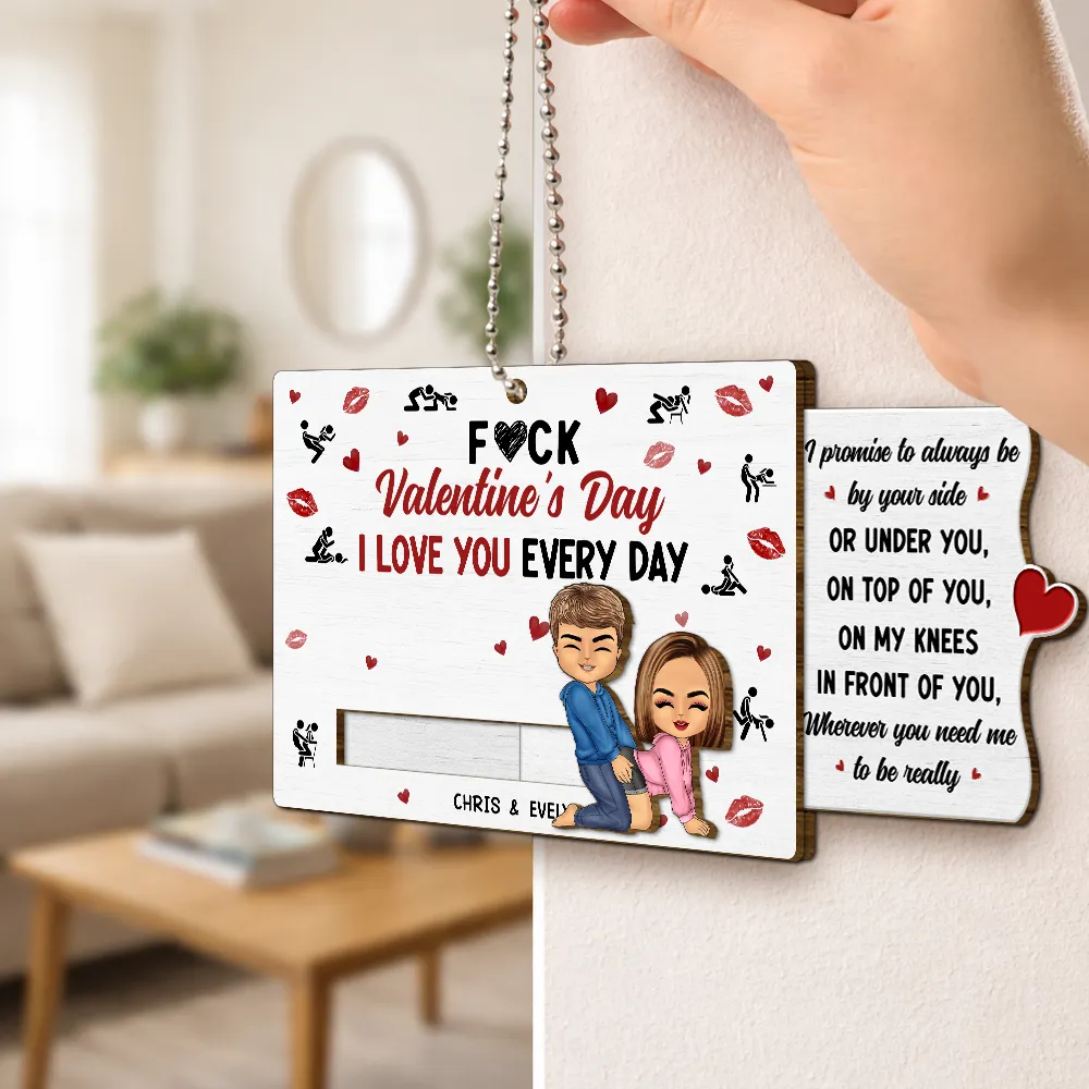 Couple I Love You Every Day - Personalized Hanging Wooden Slide Card - Image 4