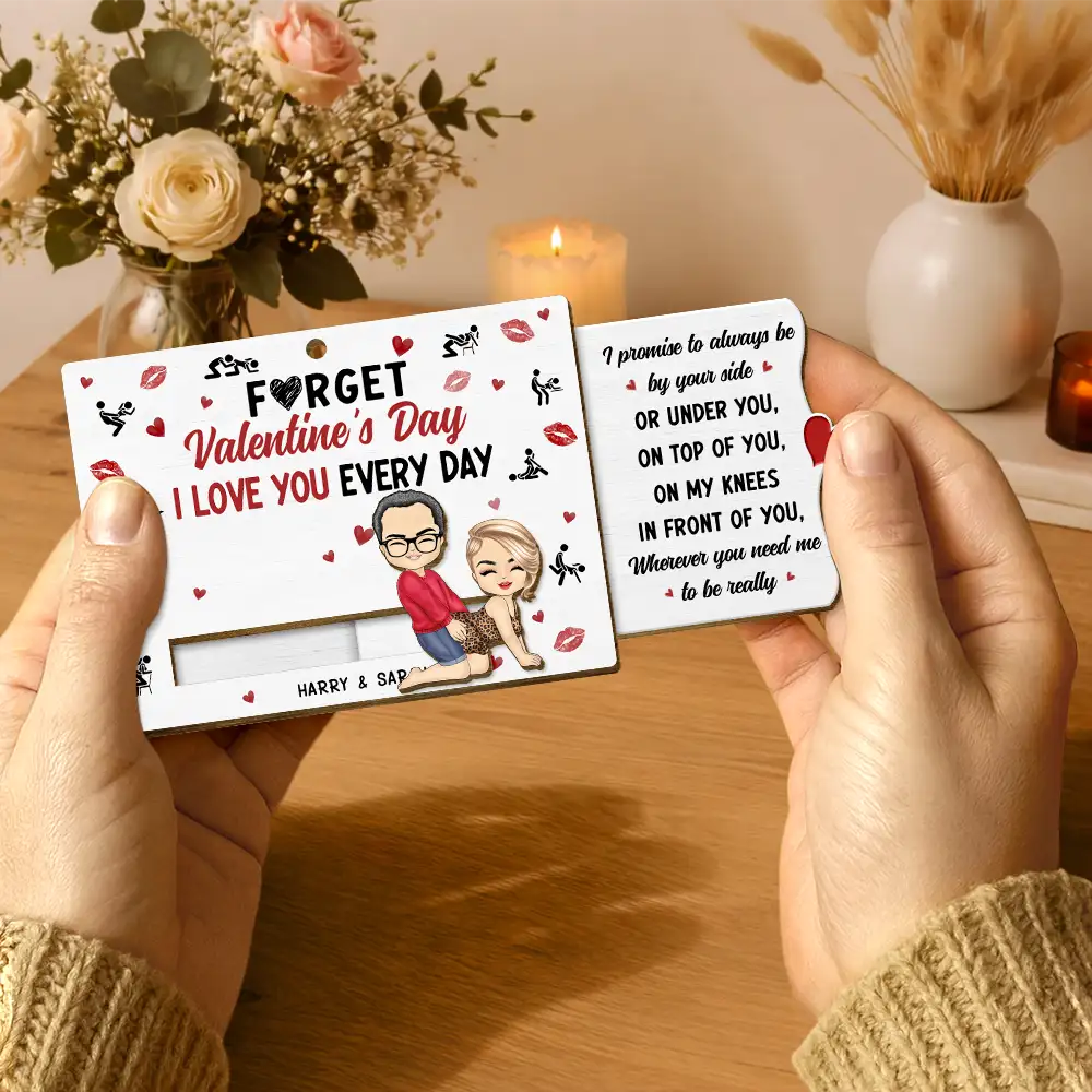 Couple I Love You Every Day - Personalized Hanging Wooden Slide Card - Image 5