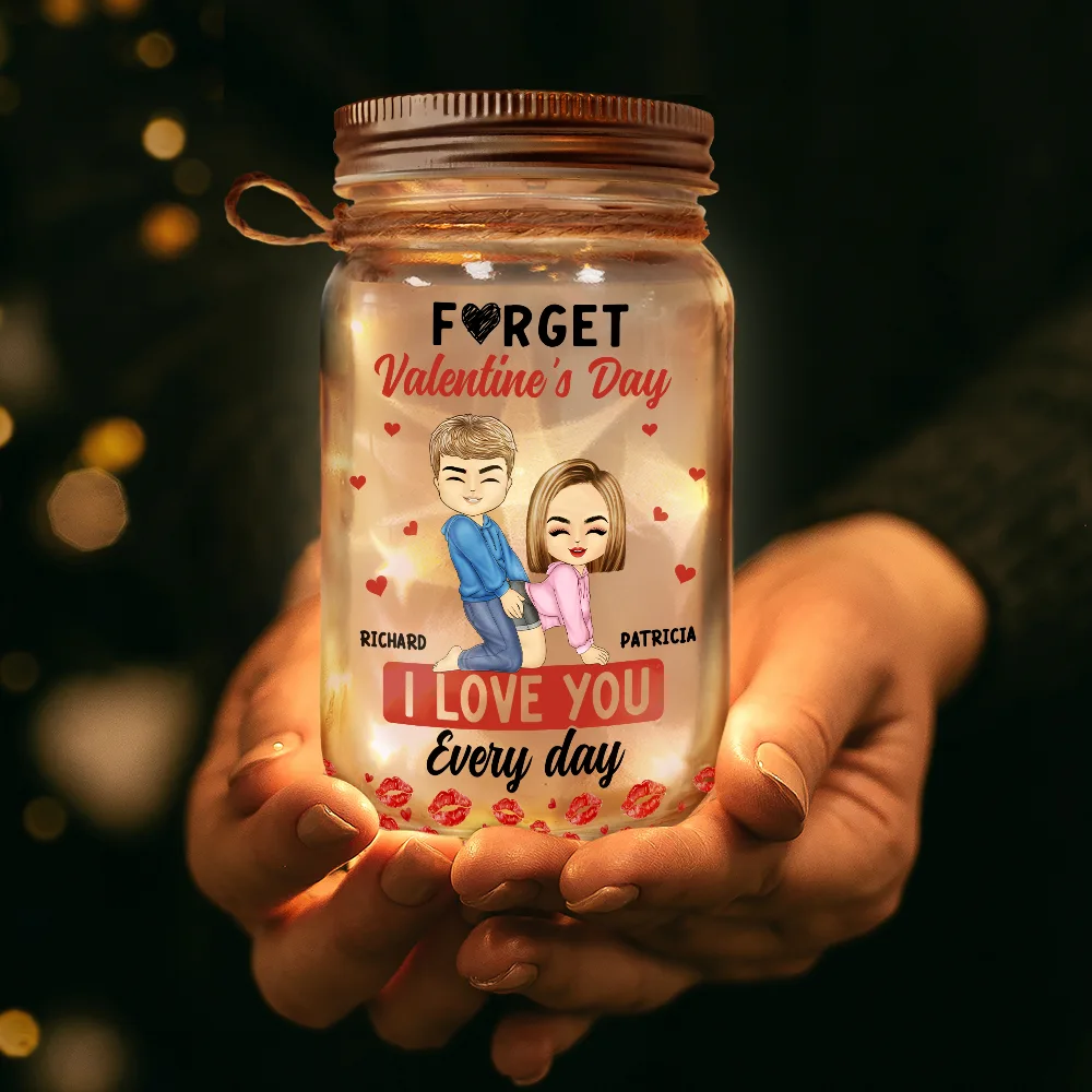 Couple I Love You Every Day - Personalized Mason Jar Light - Image 3
