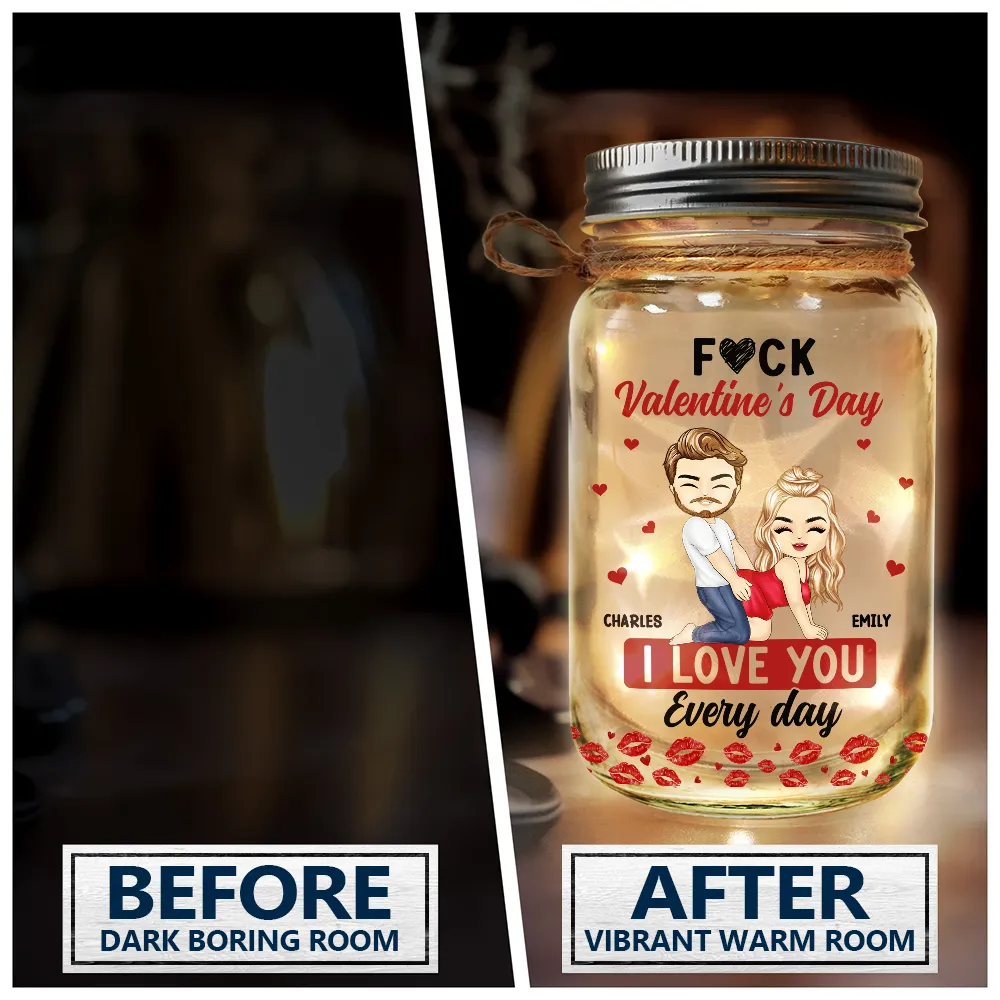 Couple I Love You Every Day - Personalized Mason Jar Light - Image 4