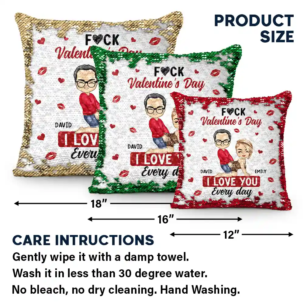 Couple I Love You Every Day - Personalized Sequin Pillow, Mermaid Sequin Cushion Magic Reversible Throw Pillow - Image 5