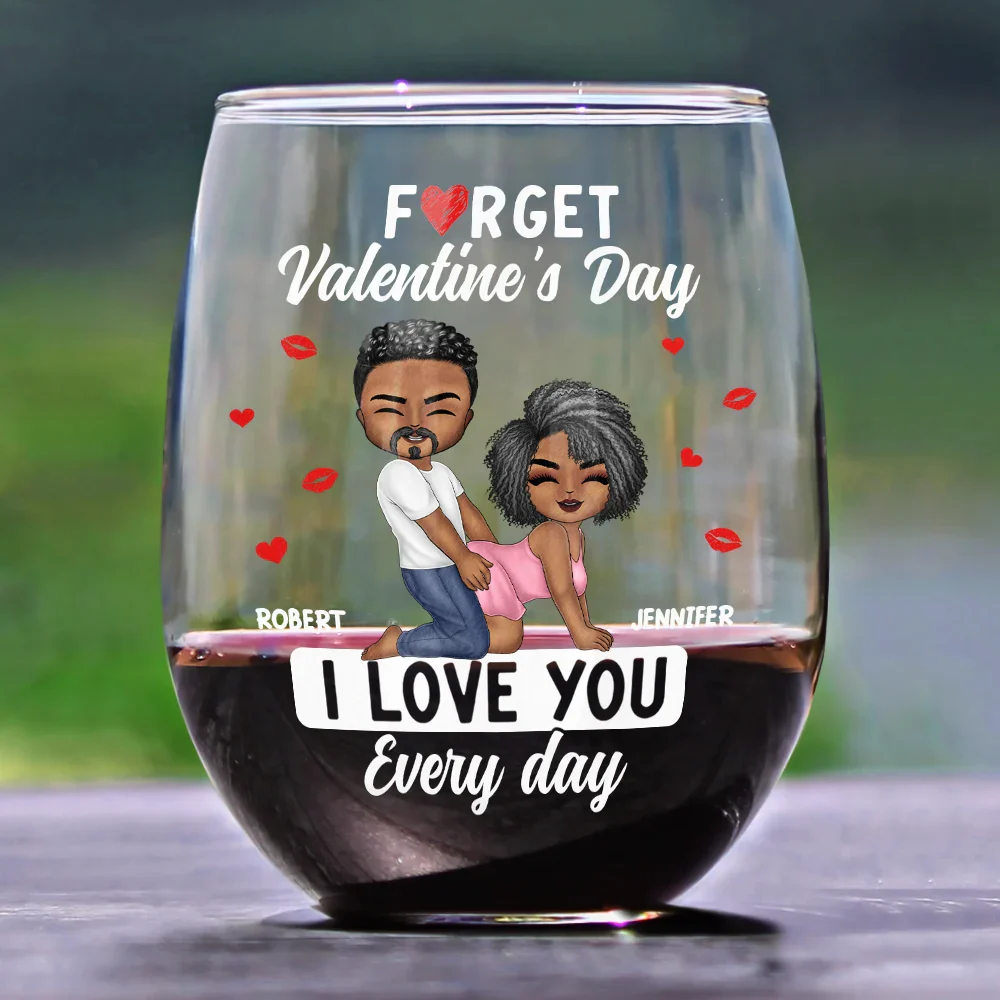 Couple I Love You Every Day - Personalized Stemless Wine Glass - Image 2