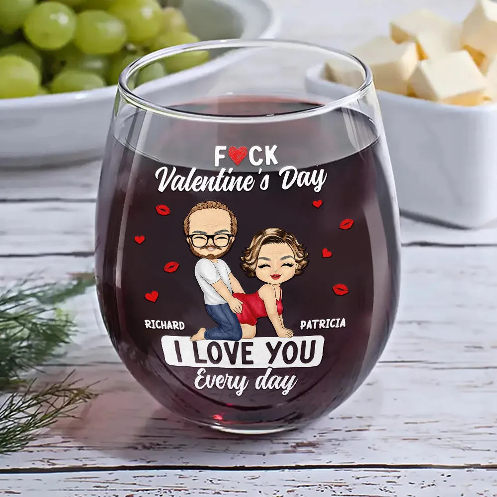 Couple I Love You Every Day - Personalized Stemless Wine Glass - Image 6