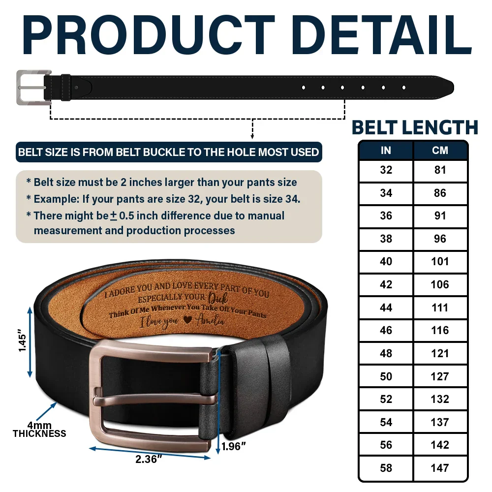 Couple I Love You For Who You Are - Personalized Engraved Leather Belt - Image 5