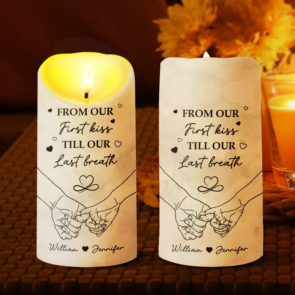 Couple I Met You I Liked You I Love You - Personalized Flameless LED Candle - Image 2