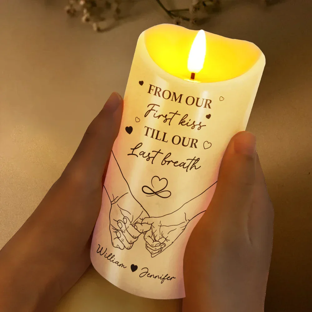 Couple I Met You I Liked You I Love You - Personalized Flameless LED Candle - Image 3