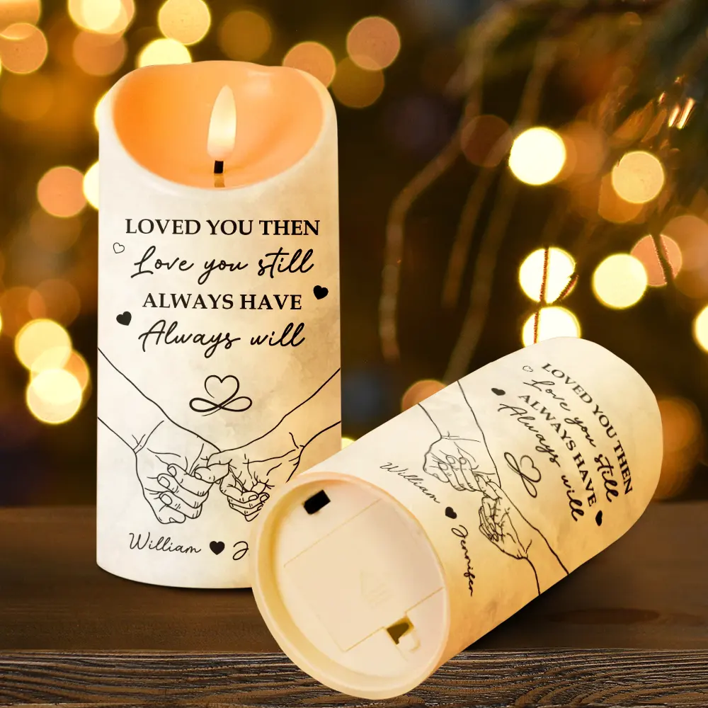 Couple I Met You I Liked You I Love You - Personalized Flameless LED Candle - Image 4