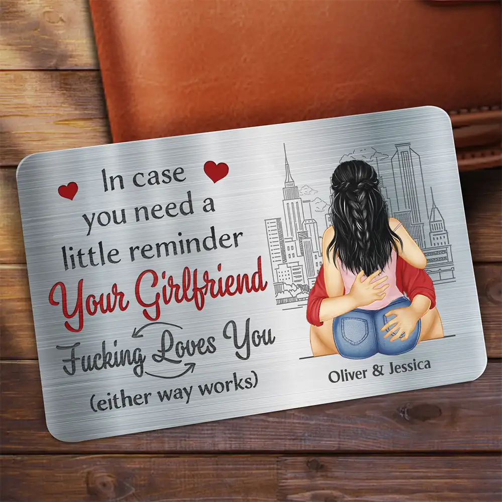 Couple In Case You Need A Little Reminder Your Wife Loves You - Personalized Aluminum Wallet Card - Image 2