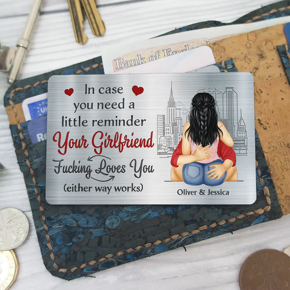 Couple In Case You Need A Little Reminder Your Wife Loves You - Personalized Aluminum Wallet Card - Image 5