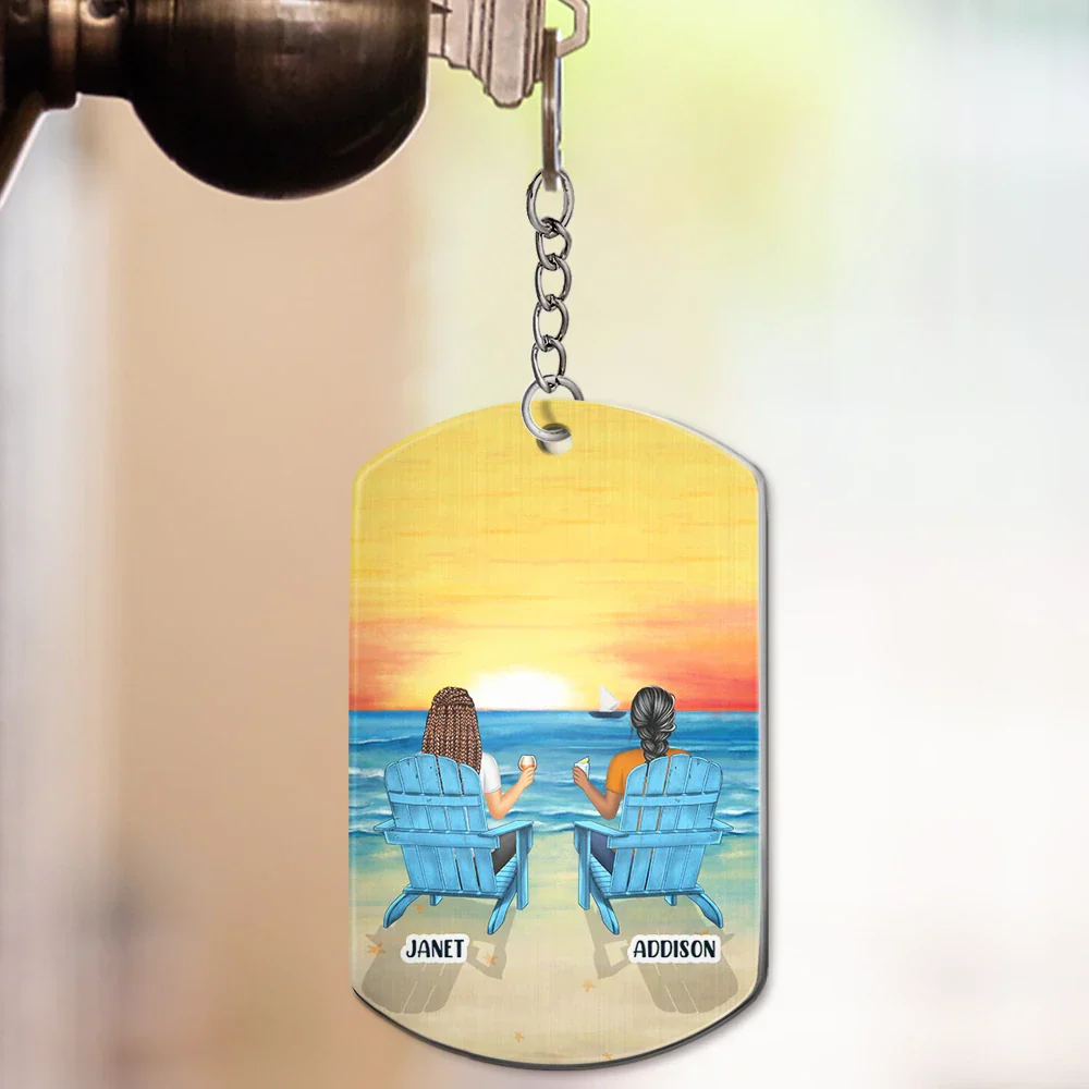 Couple Keys To The Beach Lake House - Personalized Aluminum Keychain - Image 3