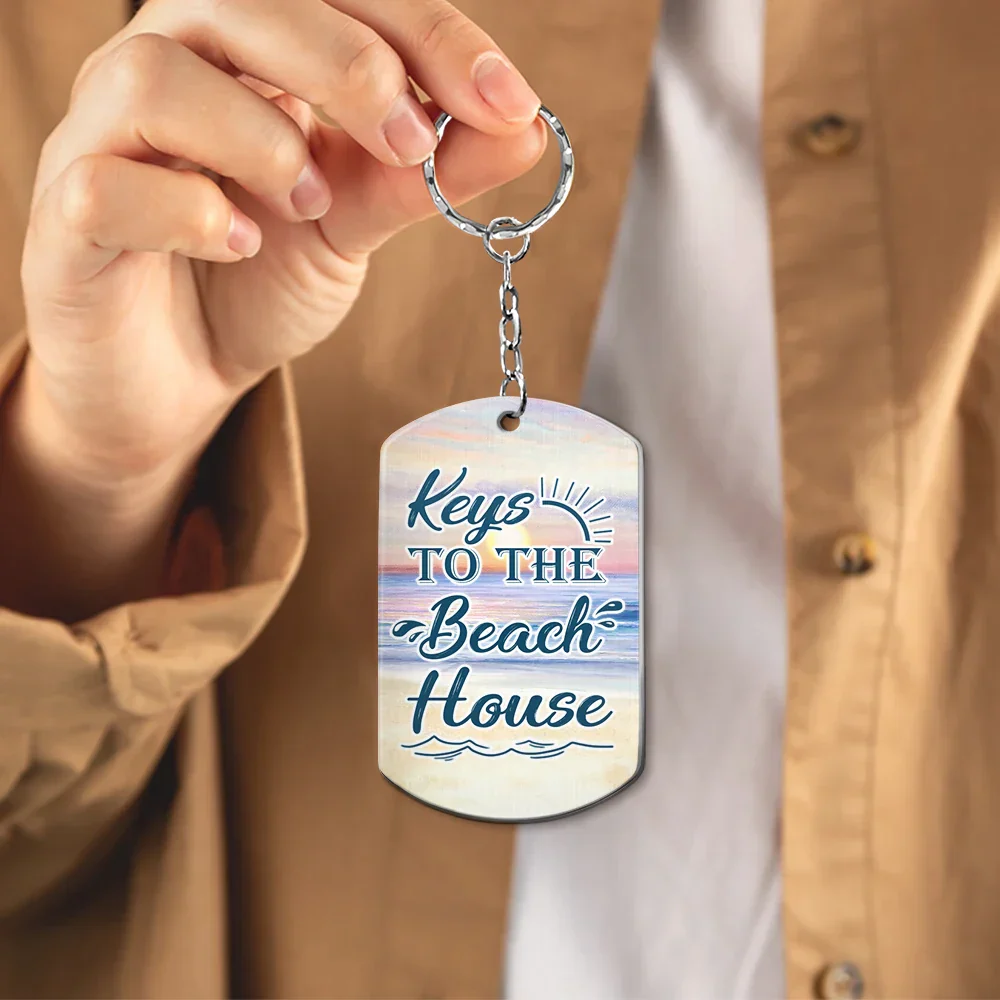 Couple Keys To The Beach Lake House - Personalized Aluminum Keychain - Image 4