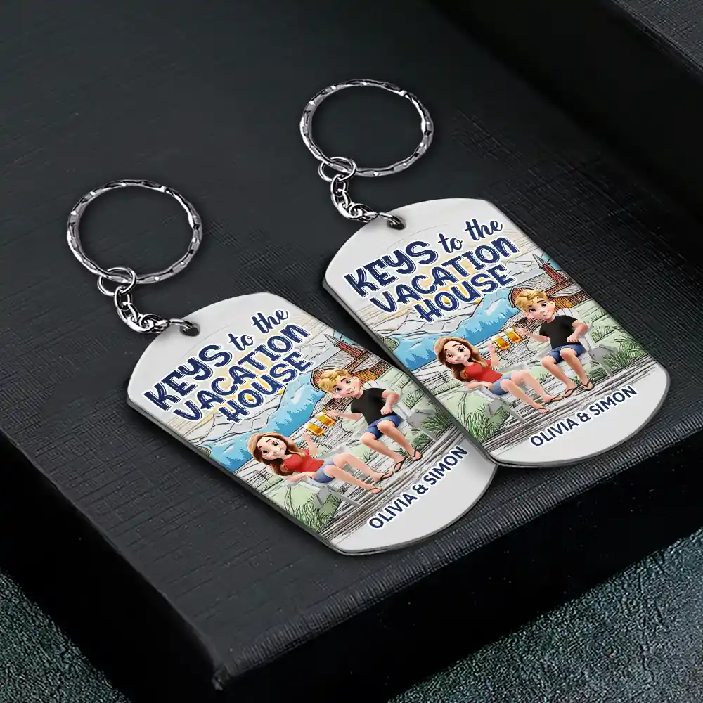 Couple Keys To The Lake House Beach House - Personalized Aluminum Keychain - Image 2