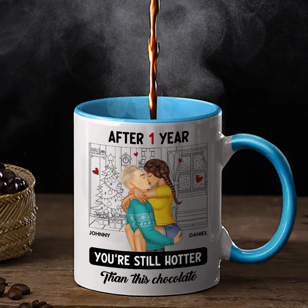 Couple Kissing After Years Hotter Than This Chocolate - Personalized Accent Mug - Image 3