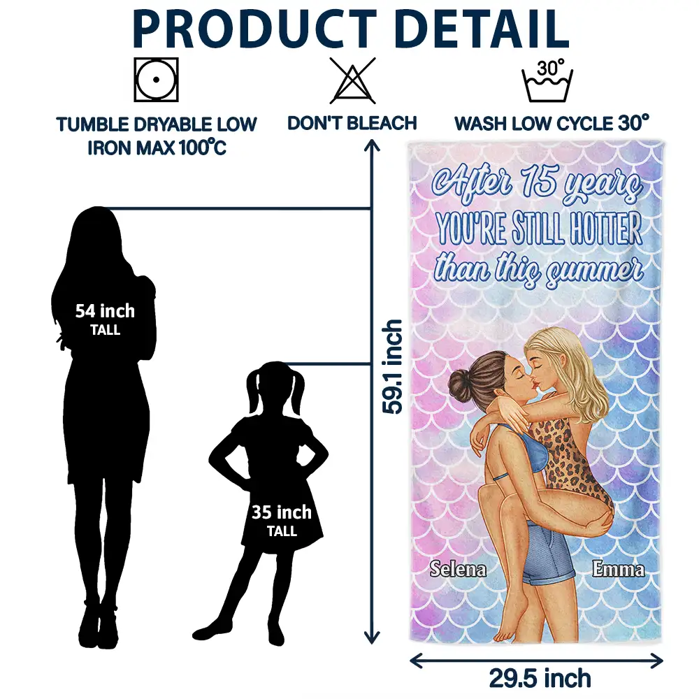 Couple Kissing After Years Hotter Than This Summer - Personalized Beach Towel - Image 6