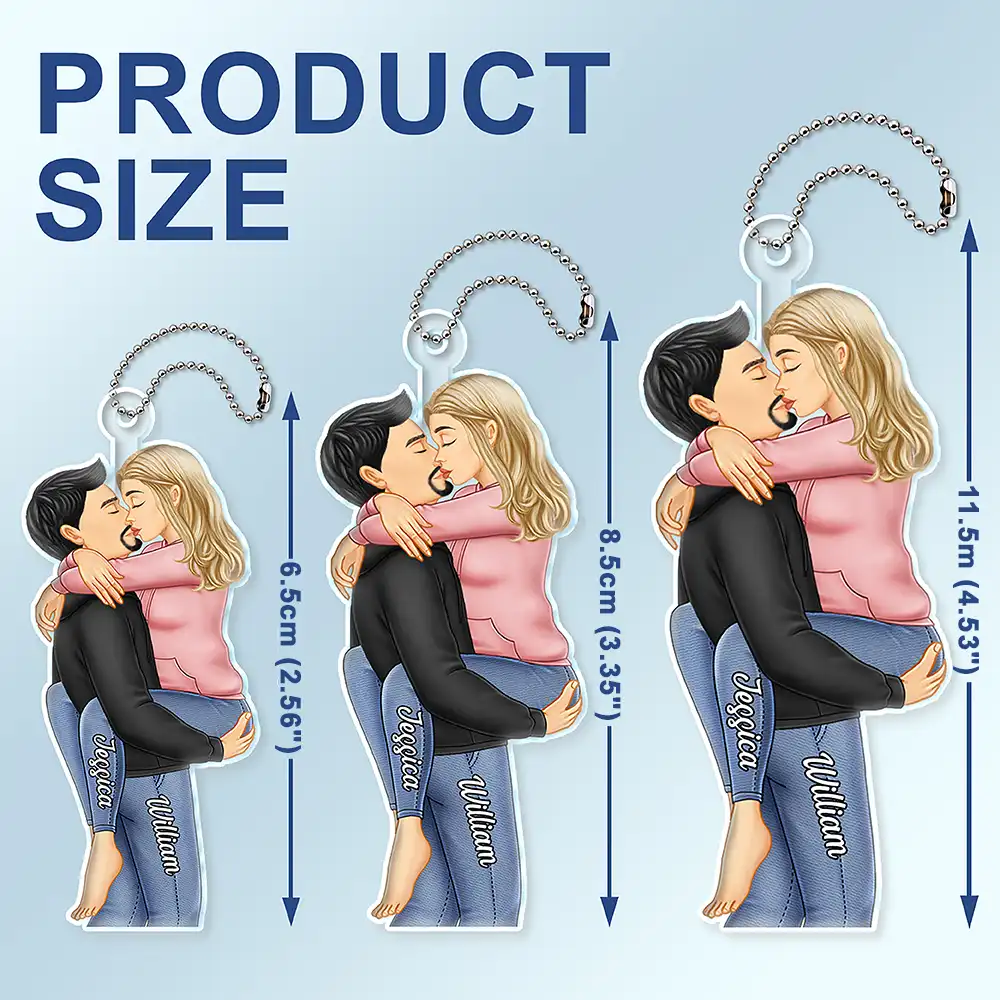 Couple Kissing - Anniversary Gift For Couples - Personalized Acrylic Car Hanger - Image 4