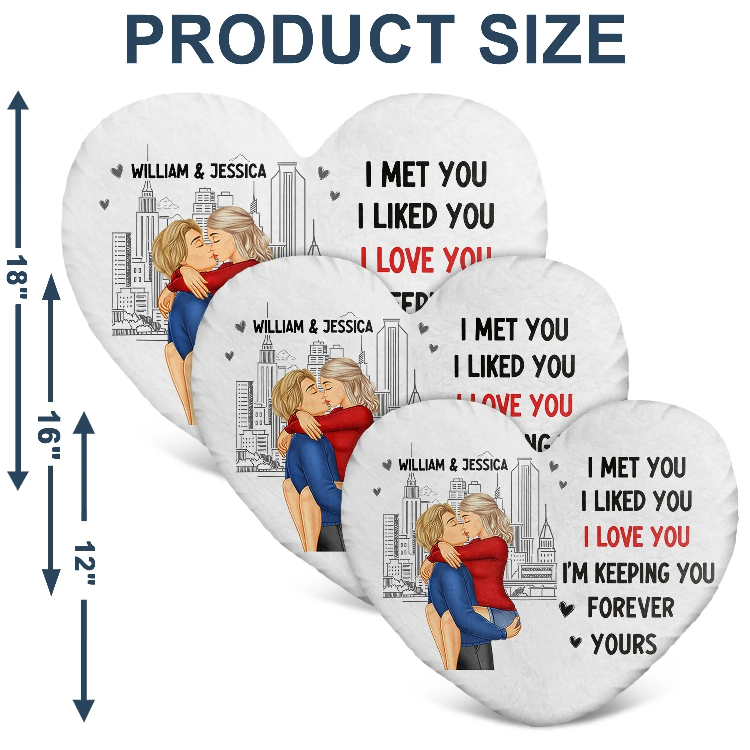 Couple Kissing Forever Yours - Gift For Couples - Personalized Heart Shaped Pillow - Image 6