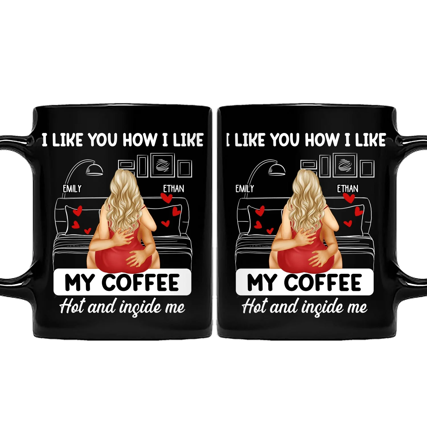 Couple Kissing I Like My Coffee Hot & Inside Me - Gift For Couples - Personalized Mug - Image 2